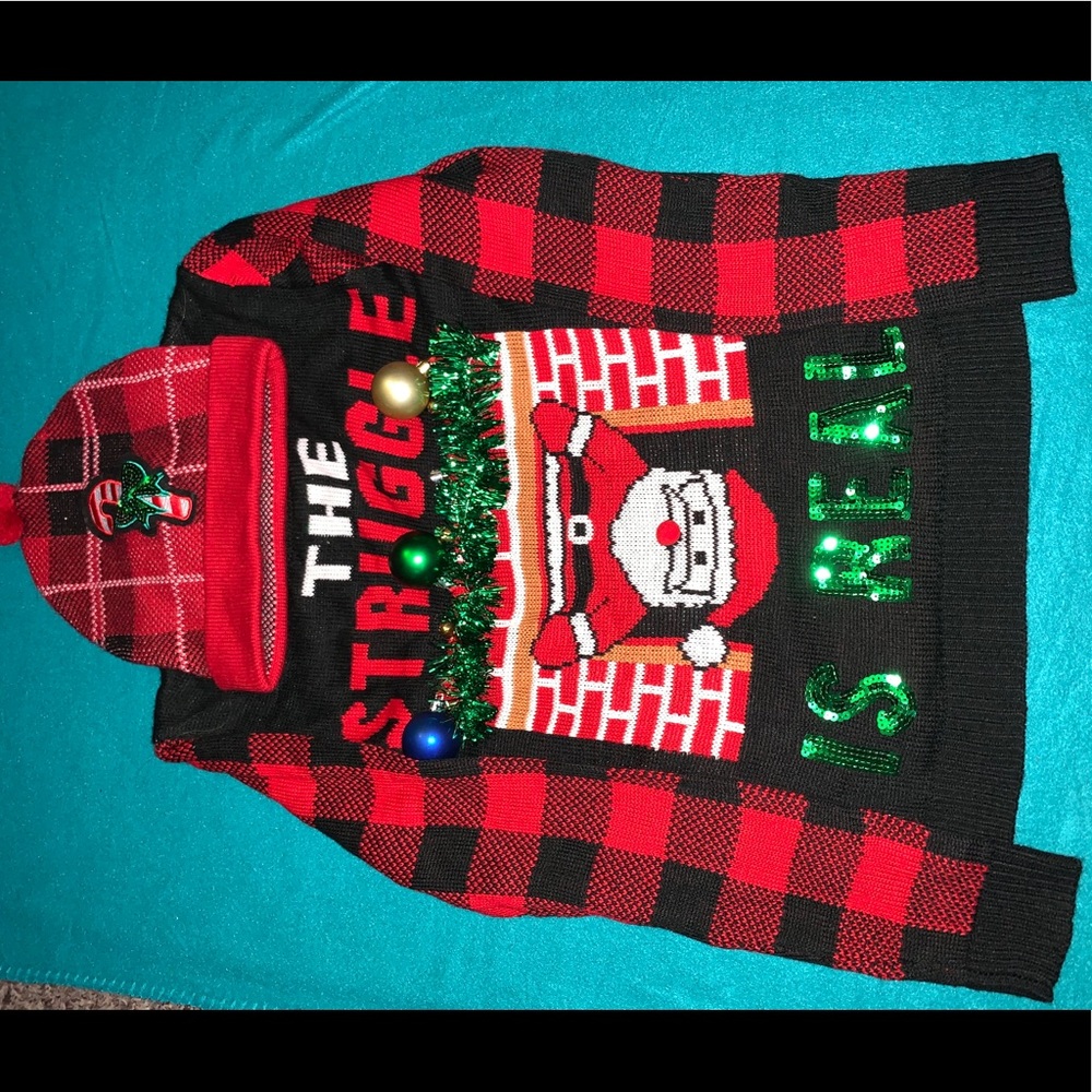 Ugly Christmas sweater with hat